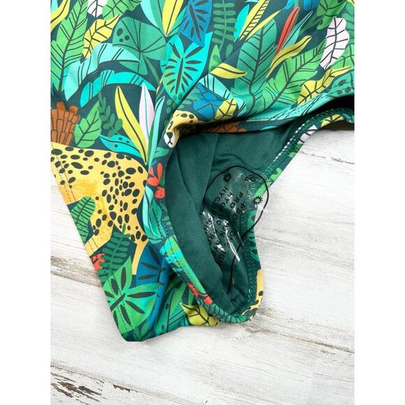 Palms Away Womens XS Tropical Animal Print Crisscross One Piece Swimsuit - Picture 6 of 12